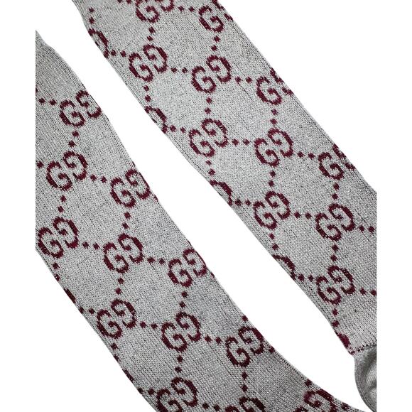 Gucci NEW Interlocking GG Logo Glitter Lurex Metallic Knit Beige Knee Socks Med - Picture 4 of 4